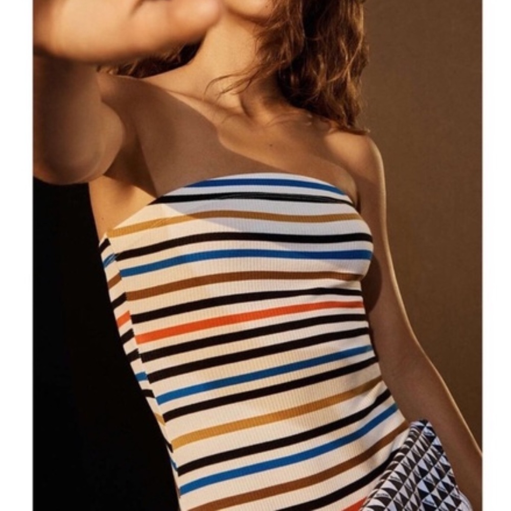 urban outfitters striped strapless bodysuit